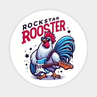 Rockstar Rooster: Feathered Guitarist Magnet